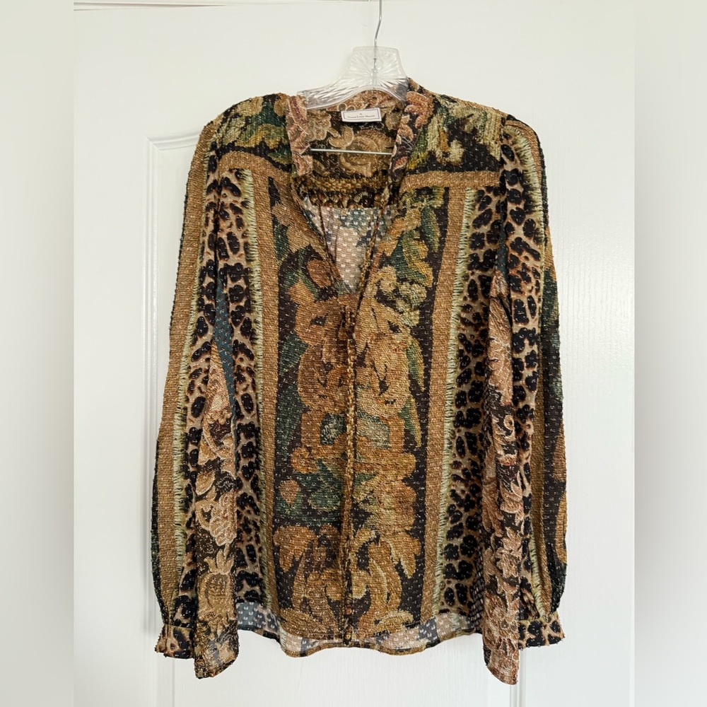 Floral and Leopard Print Blouse